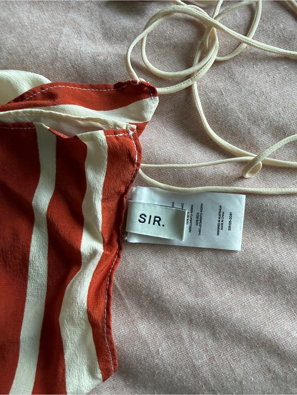 Sir the Label 100% Silk Red and Cream Halter Scarf Top - Picture 5 of 6
